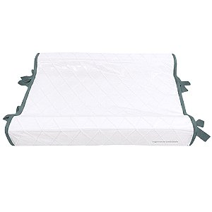 Trocador Anatômico - Tricot Branco / Trama Losango - Com Bordinhas E Laço Em Verde Senécio