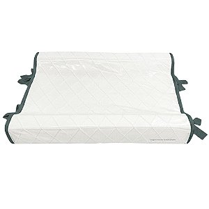Trocador Anatômico - Tricot Branco / Trama Losango - Com Bordinhas E Laço Em Verde Eucaliptus