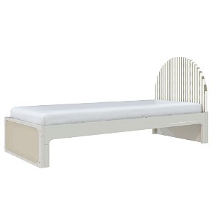 Cama Skandi Com Cabeceira Estofada - Sarja Cacto / Areia