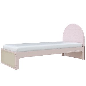Cama Skandi Com Cabeceira Estofada - Sarja Rose / Rosa Old