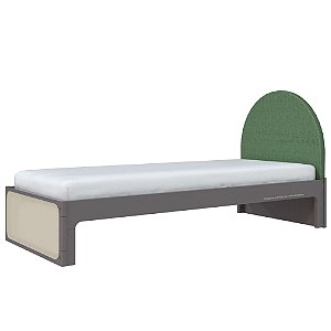 Cama Skandi Com Cabeceira Estofada - Sarja Verde / Fendi