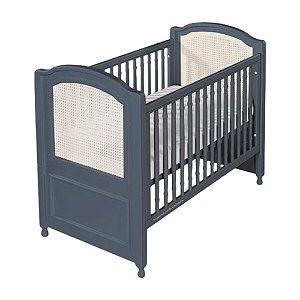 Berço Feliz 2 Em 1 - Space Blue Com Palha Branca