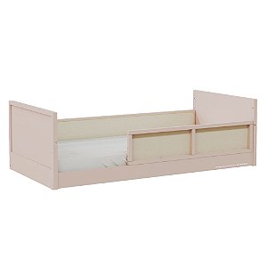 Cama Infantil Link - Com 1 Grade E Meia Em Palha Natural - Rosa Old