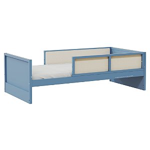 Cama Infantil Link - Com 2 Meias Grades Em Palha Natural - Azul Sereno