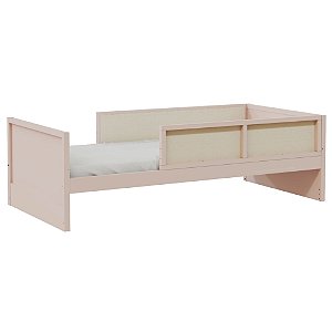 Cama Infantil Link - Com 2 Meias Grades Em Palha Natural - Rosa Old