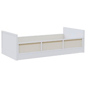 Cama Infantil Link - Com 2 Grades Em Palha Natural - Branco