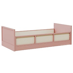 Cama Infantil Link - Com 2 Grades Em Palha Natural - Rose