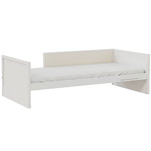 Cama Infantil Link - Com Meia Grade Em Palha Natural - Branco
