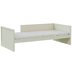 Cama Infantil Link - Com Meia Grade Em Palha Natural - Verde Old