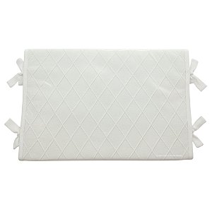Trocador Reto - Tricot Branco / Trama Losango - Com Bordinhas E Laço Em Branco