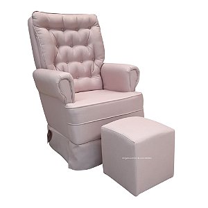 Poltrona De Amamentação Sonhos - Com Balanço - Com Puff - TB196 - Linho Rose