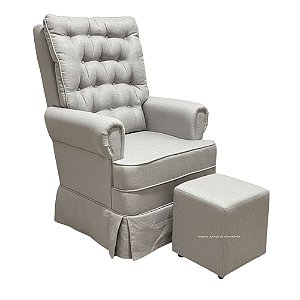 Poltrona De Amamentação Sonhos - Com Balanço - Com Puff - TA510 - Linho Cinza