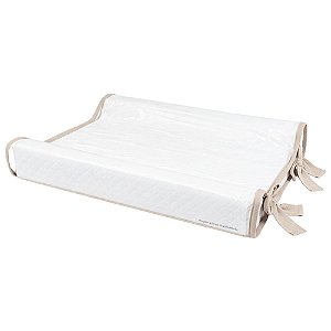 Trocador Anatômico - Malha Jacquard - Com Bordinhas E Laço Em Bege Nuvem
