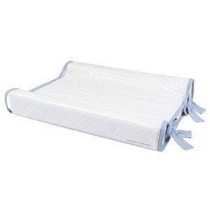 Trocador Anatômico - Malha Jacquard - Com Bordinhas E Laço Em Azul Blue Sky