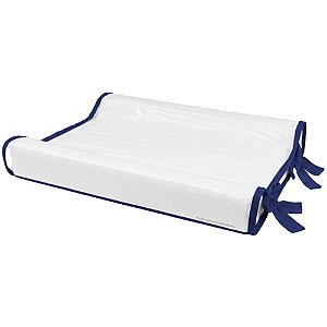 Trocador Anatômico - Malha Jacquard - Com Bordinhas E Laço Em Azul Profundo