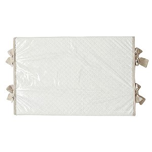 Trocador Reto - Malha Jacquard Branco - Com Bordinhas E Laço Em Bege Nuvem