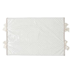 Trocador Reto - Malha Jacquard Branco - Com Bordinhas E Laço Em Off White Natural