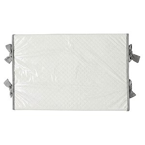 Trocador Reto - Malha Jacquard Branco - Com Bordinhas E Laço Em Cinza Steal