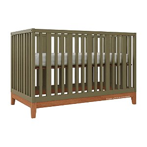 Berço Fio Plus - 2 Em 1 - Verde Cacto / Pés Madeira