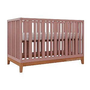Berço Fio Plus - 2 Em 1 - Rose / Pés Madeira