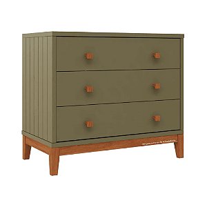 Cômoda Fio Plus - Verde Cacto / Pés Madeira