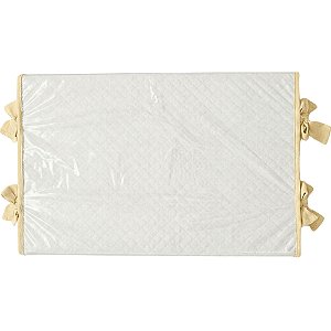 Trocador Reto - Malha Jacquard Branco - Com Bordinhas E Laço Em Amarelo Charm