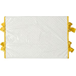 Trocador Reto - Malha Jacquard Branco - Com Bordinhas E Laço Em Amarelo Plus