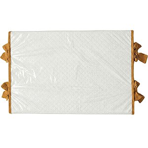 Trocador Reto - Malha Jacquard Branco - Com Bordinhas E Laço Em Mostarda Leme
