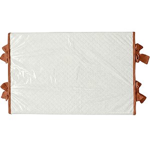 Trocador Reto - Malha Jacquard Branco - Com Bordinhas E Laço Em Terracota