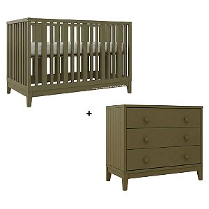 Conjunto Berço + Cômoda Fio Plus - Verde Cacto