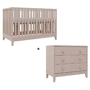 Conjunto Berço + Cômoda Fio Plus - Rosa Old