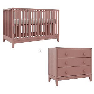 Conjunto Berço + Cômoda Fio Plus - Rose