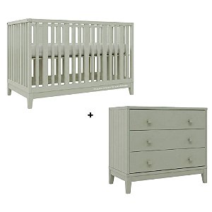 Conjunto Berço + Cômoda Fio Plus - Verde Old