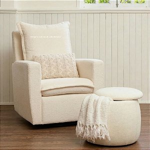 Poltrona De Amamentação Serena - Com Balanço e Giro - Bouclê Off White