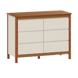 Cômoda 6 Gavetas Softy - Areia Com Nogueira