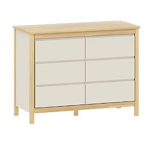 Cômoda 6 Gavetas Softy - Areia Com Carvalho Malva