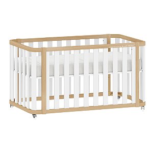 Berço Americano 2 em 1 Loop - Branco Com Carvalho Malva