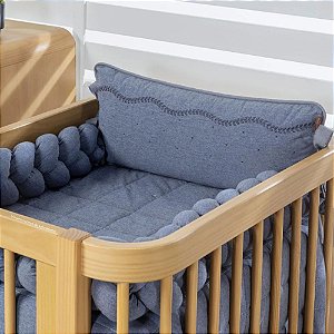 Kit Mini Berço Em Linho - 06 Peças - Jeans