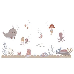 Painel Decorativo Fundo do Mar Maior - Sereias - 78010