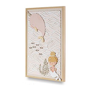 Quadro Infantil Decorativo Sereia E Baleia G - Sereias - 78023