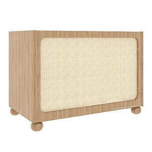 Berço E Mini Cama Vero Com Grade Palha - Madeira Caramelo