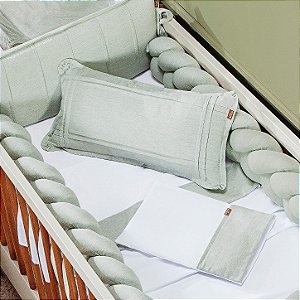 Kit Berço Linho Slim Americano 6 Peças - Verde Claro