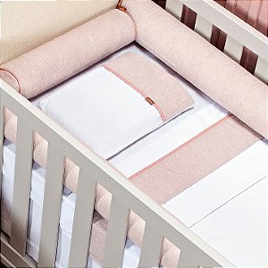 Kit Berço Americano Rolinho Linho 7 Peças - Rosê