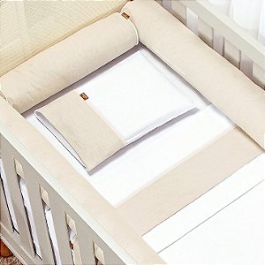 Kit Berço Americano Rolinho Linho 7 Peças - Bege
