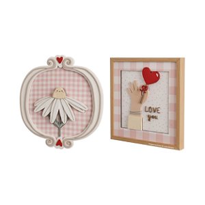 Kit De Quadros Decorativos Margarida Com Coração - Margaridas - 112050