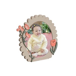 Porta-Retrato Decorativo Oval Tulipa Infantil - Margaridas - 112074