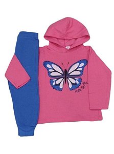 pink moletom com capuz with butterfly