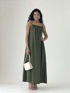 Vestido Longo Verde Oliva
