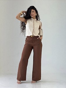 Calça Pantalona Marrom