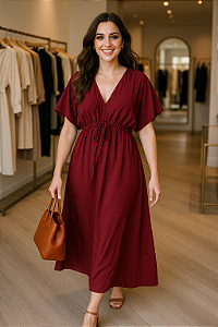 Vestido Longo Vinho com Amarração